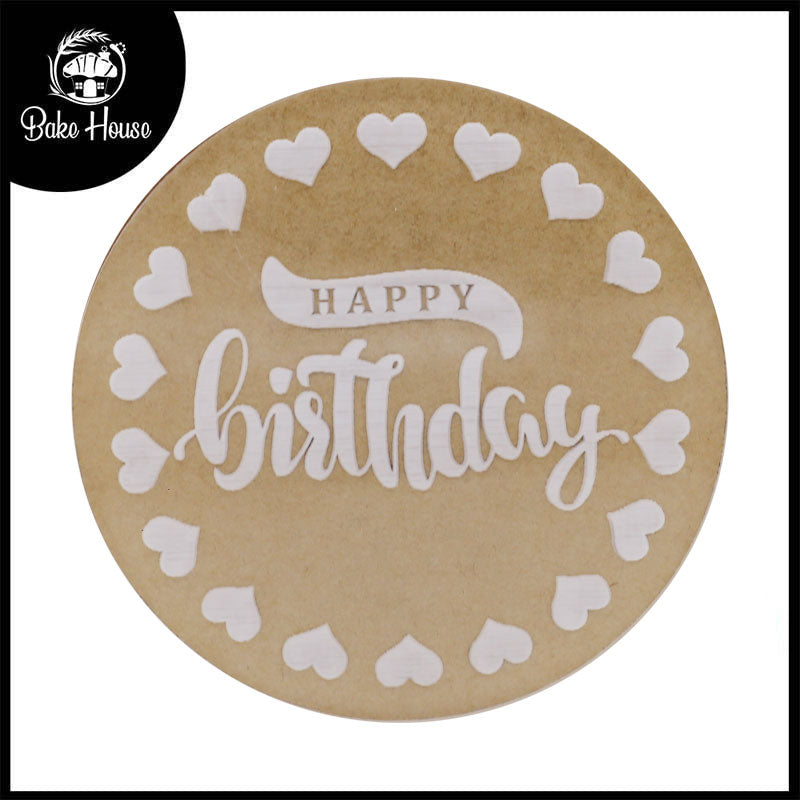 Stylish Happy Birthday With Hearts Frame Fondant Stamp Plastic