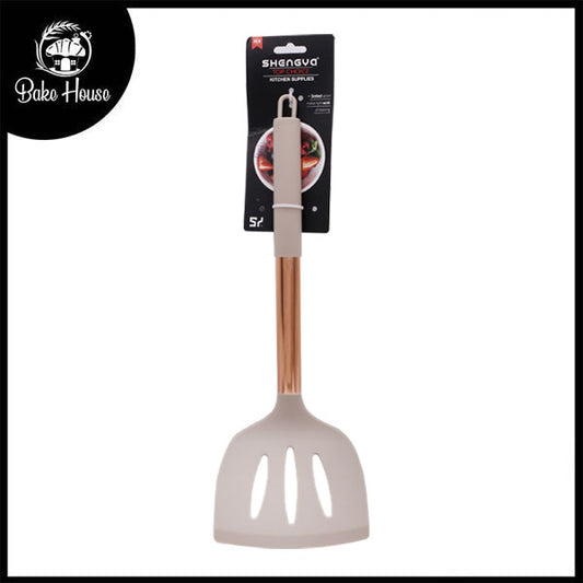 SHENGAYA Silicone Slotted Spatula Turner With Copper Handle