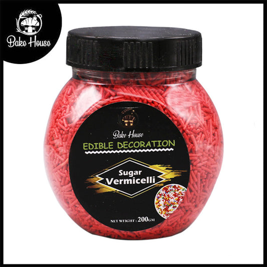 Edible Cake Decorating Vermicelli 200g Pack (Red)