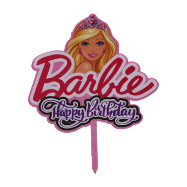 Happy Birthday Cake Topper In Barbie Theme