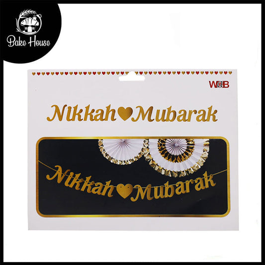 Nikkah Mubarak Letters Shape Design Wall Banner For Party Decoration Black