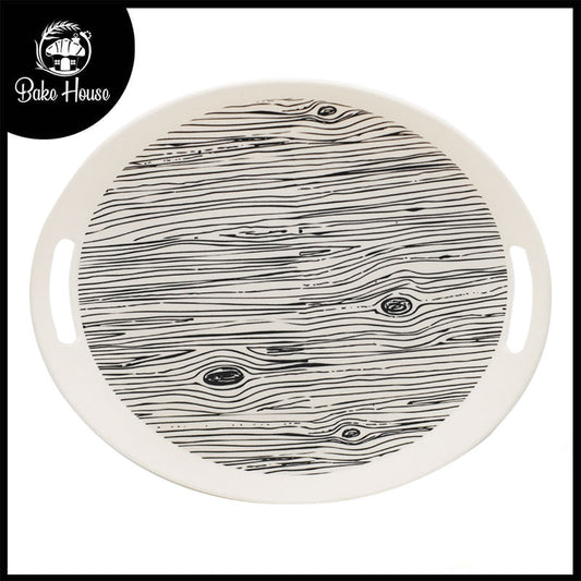 Wood Grain Texture Bamboo Fibre Oval Serving Tray 36x30.5cm