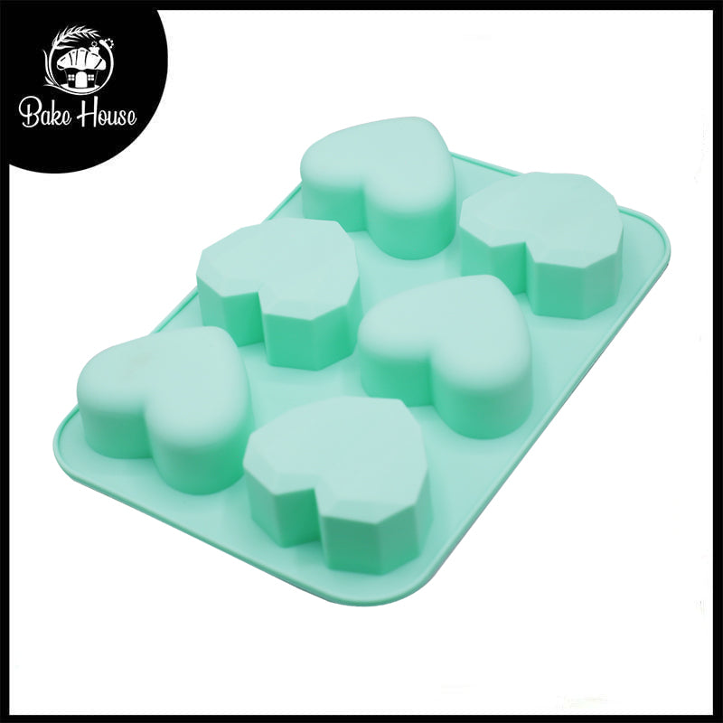 Plain & Diamond Heart Silicone Chocolate Mold 6 Cav