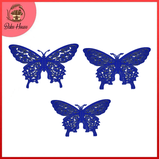 3D Blue Color Butterflies For Decoration 12 Pcs Pack