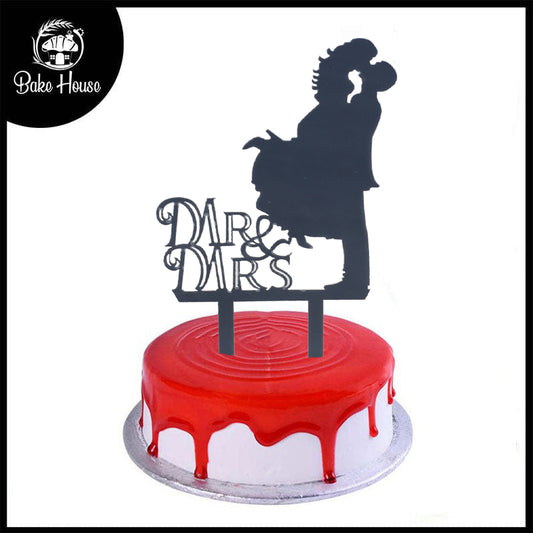 Mr & Mrs Couple Cake Topper Black