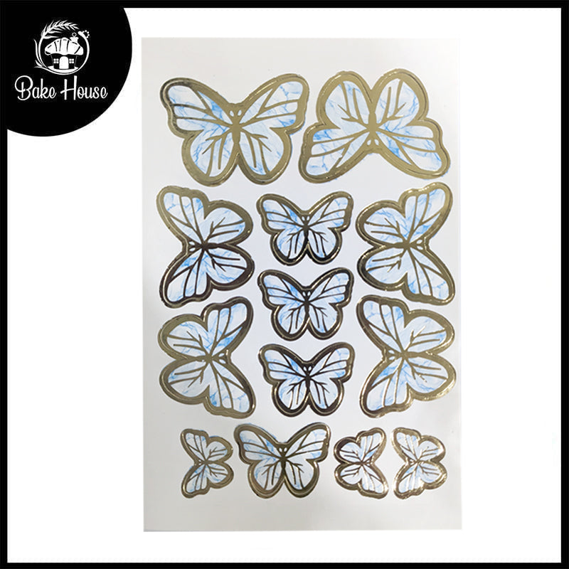 Light Blue Color Butterflies Cake Topper 13 Pcs Pack