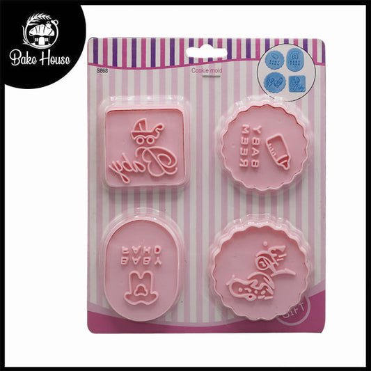Baby Shower Fondant And Cookie Cutter 4Pcs Set Plastic