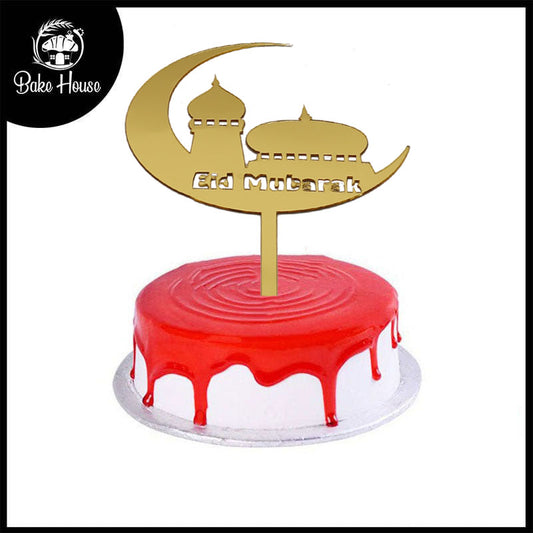 Eid Mubarak Cake Topper With Half Moon And Mosque