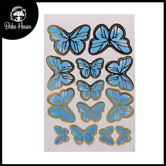 Light Blue Color Butterflies Cake Topper 13 Pcs Pack