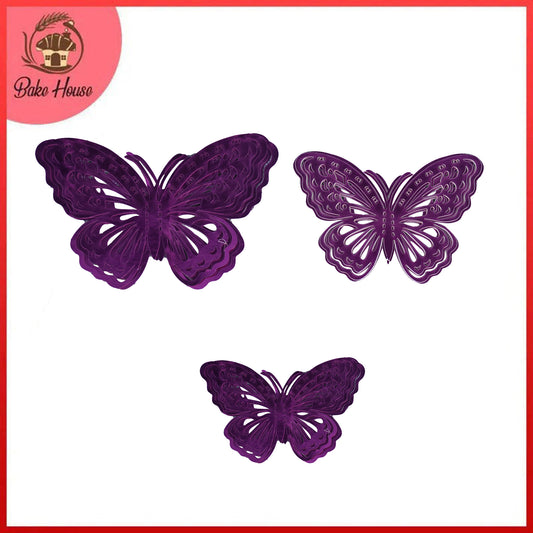 3D Shocking Pink Color Butterflies For Decoration 12 Pcs Pack