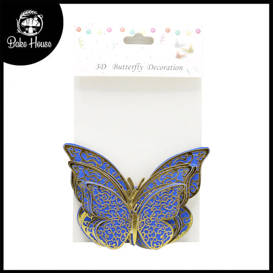 3D Blue Color Butterflies For Decoration 12Pcs Pack