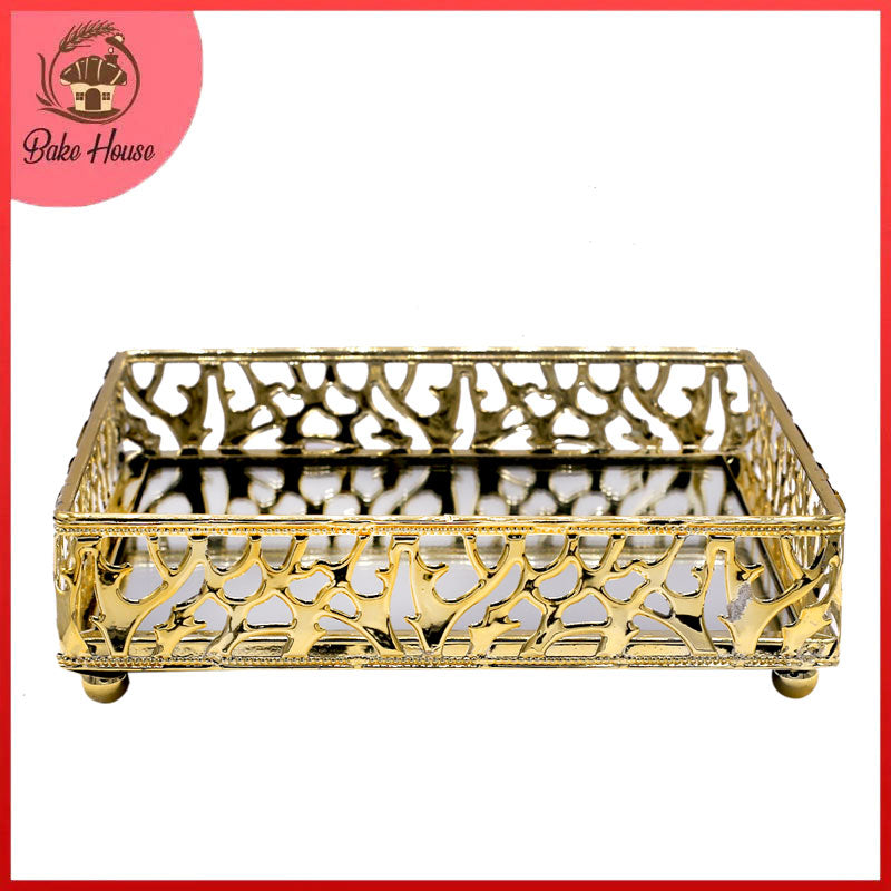Decorative Cosmetics Organizer Square Mirror Tray
