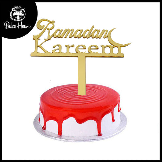 Ramadan Kareem Cake Topper Golden With Half Moon