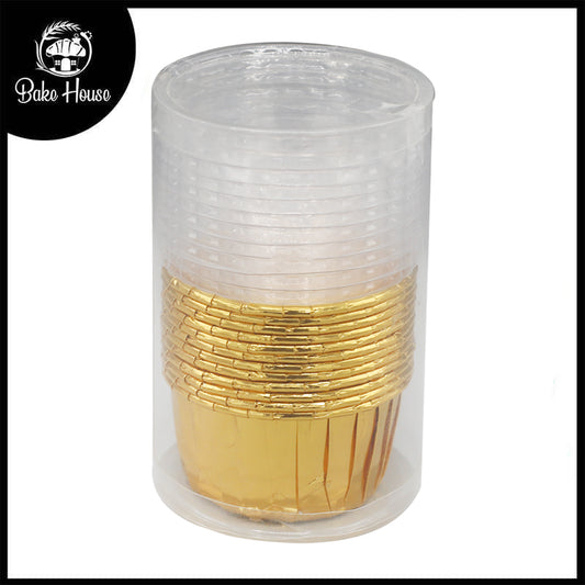 12Pcs Golden Foil Cupcake liner With Plastic Cap