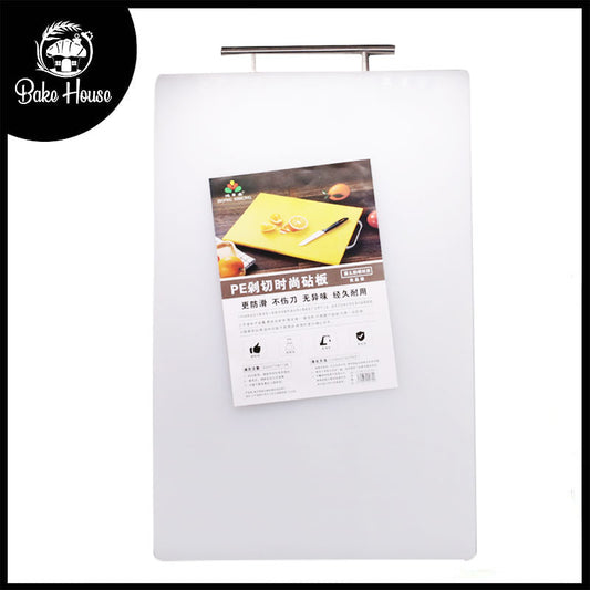 Durable Plastic Cutting Board 55x36cm with Stainless Steel Handle