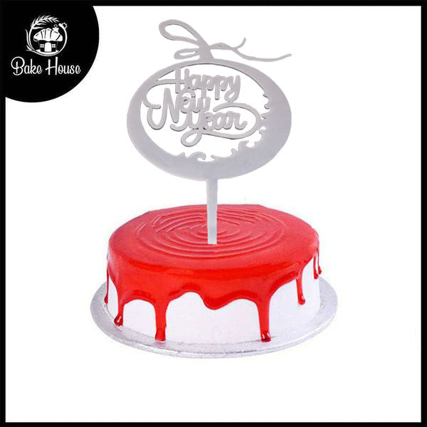 Happy New Year Cake Topper Silver