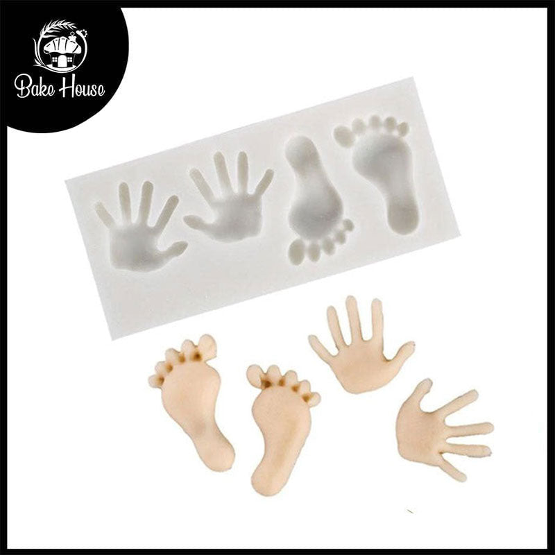 Mini Foot & Hand Silicone Fondant Mold 4 Cavity