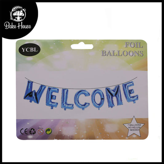 Blue Welcome Letters Shape Foil Balloons Wall Banner For Party Decoration