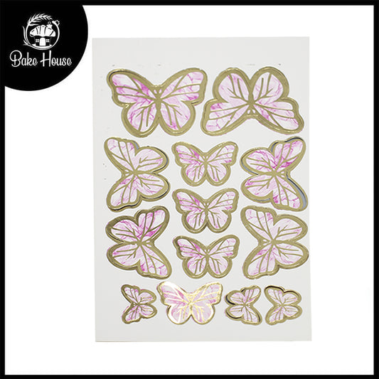 Shade Pink Color Butterflies Cake Topper 13 Pcs Pack