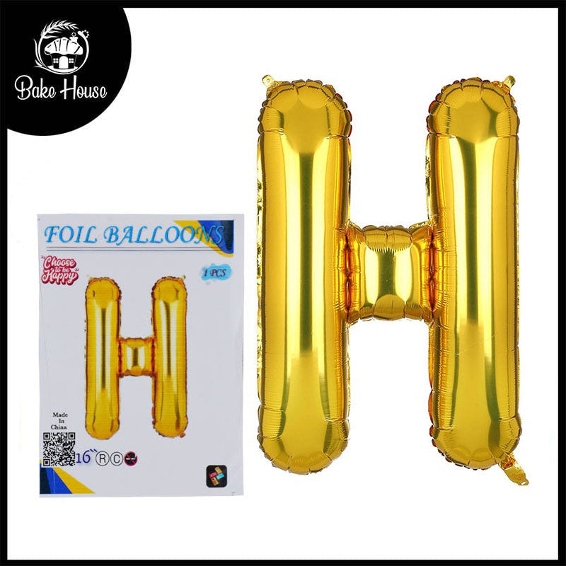 16 Inch Golden Alphabet H Letter Foil Balloon for Party Decoration