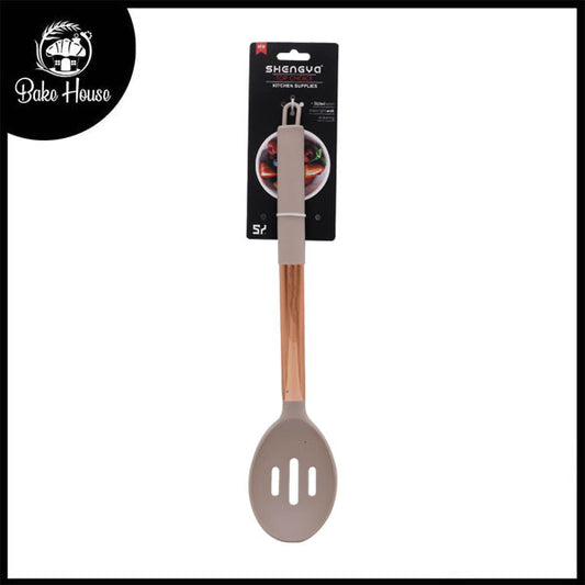 SHENGAYA Oval Shape Slotted Spatula Turner With Copper Handle