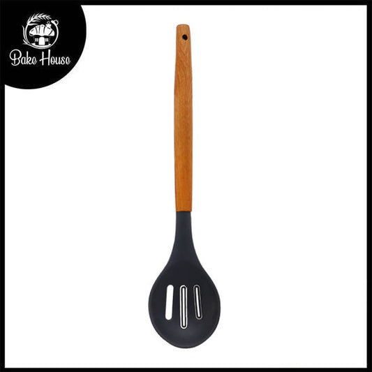 Benchwood Silicone Slotted Spoon With Wooden Handle