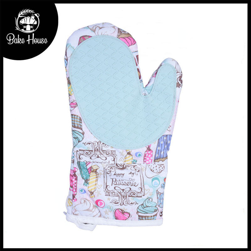 Heat And Slip Resistant Cotton Silicone Oven Mitt Single