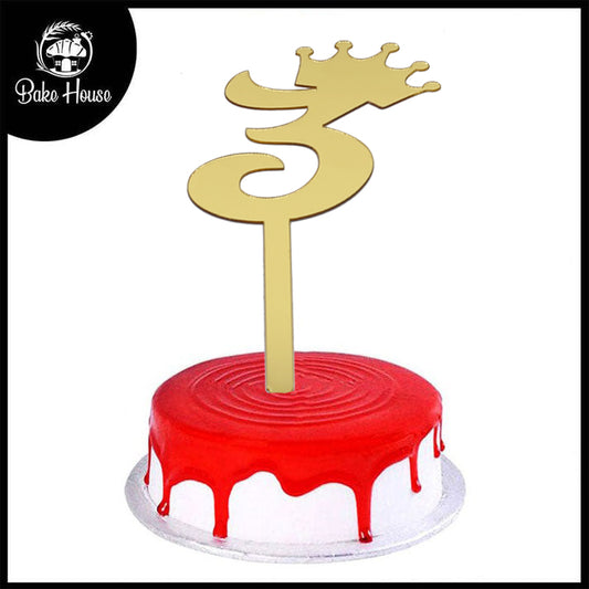 Number Cake Topper Golden  (Three)