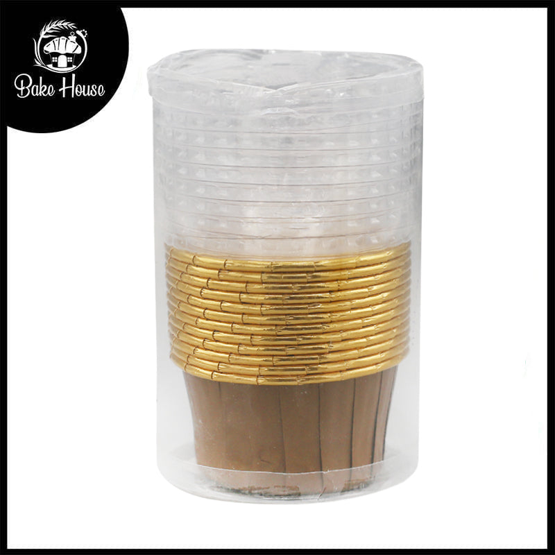 12Pcs Brown Foil Cupcake liner With Plastic Cap