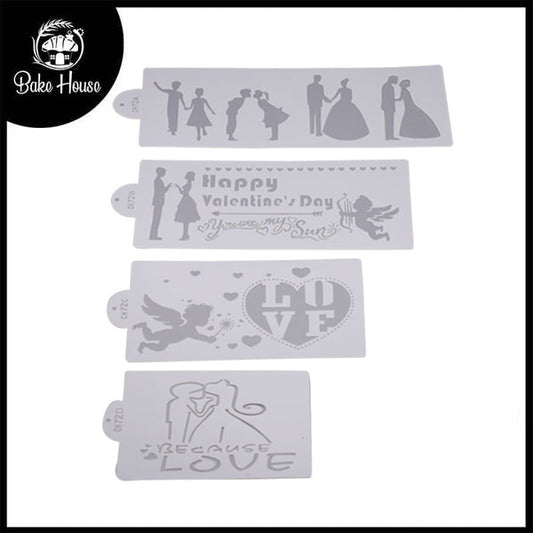 Love Theme Different Shpaes And Sizes Stencil 4Pcs Set