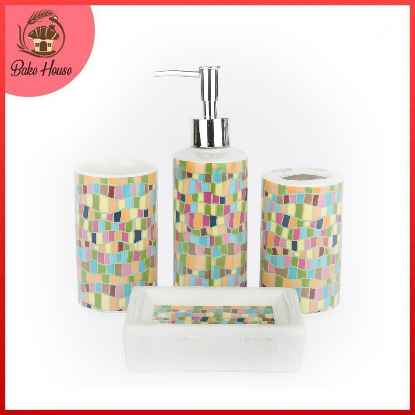Irregular Bricks 4 Pcs Ceramic Bathroom Accessories Set