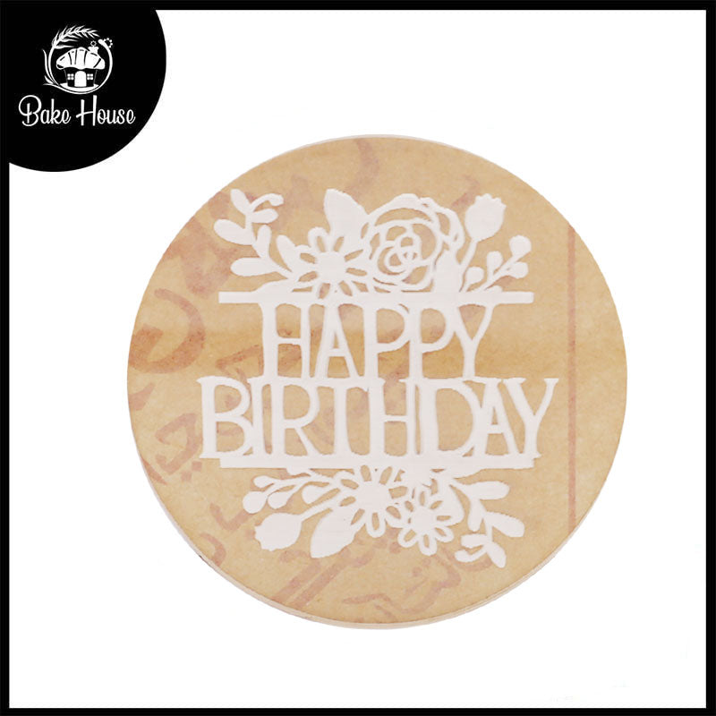 Happy Birthday With Flower Design Fondant Stamp Plastic