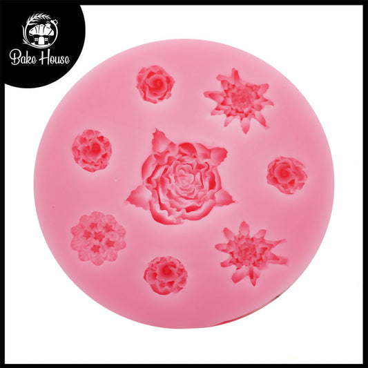 Different Flowers Fondant Mold 8 Cavity