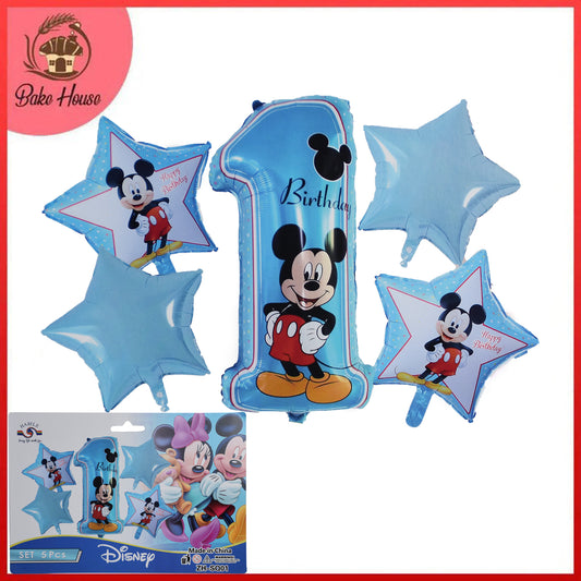 1st Birthday Disney Mickey Mouse Foil Balloon 5 Pcs Set For Birthday Party Decoration