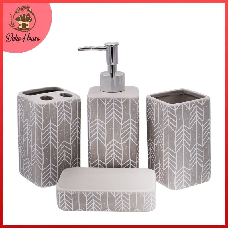 Arrows Design 4 Pcs Ceramic Bathroom Accessories Set