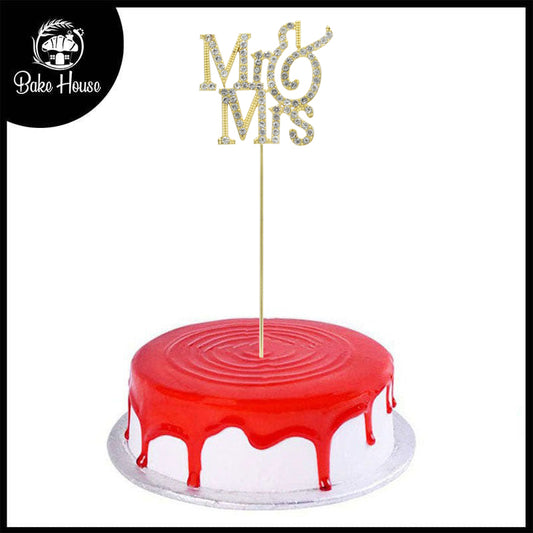 Mr & Mrs Cake Topper Golden