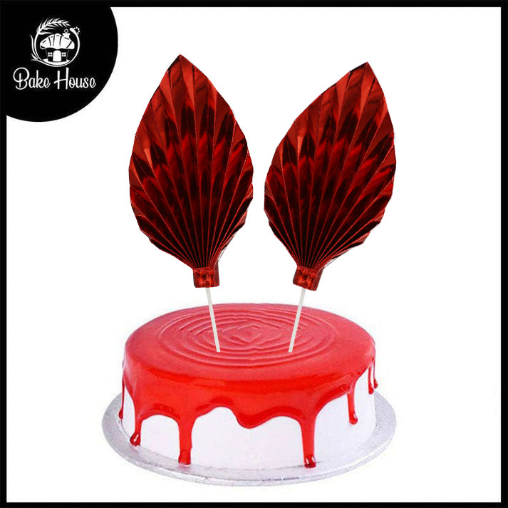 Palm Leaves Cake Topper Red 2Pcs Set