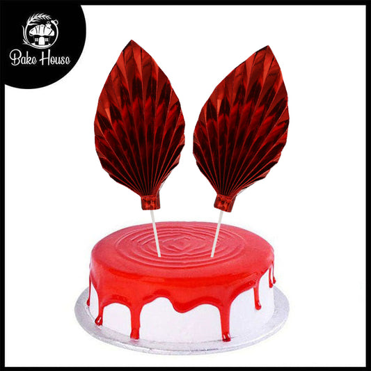 Palm Leaves Cake Topper Red 2Pcs Set
