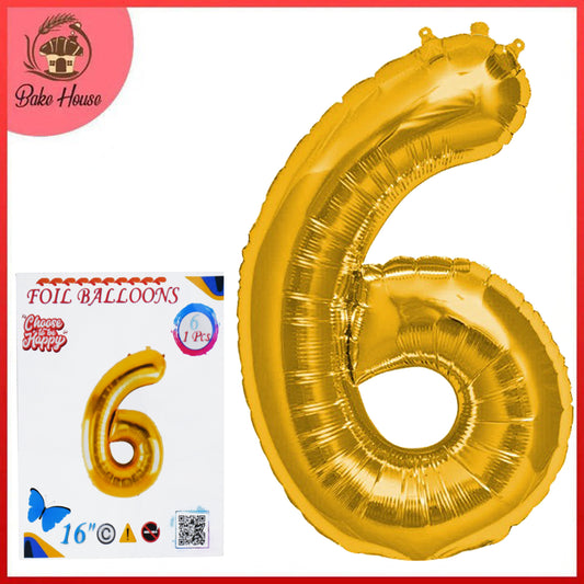 16 Inch Golden Number 6 Foil Balloon for Party Decoration