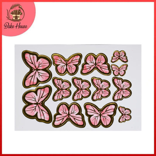 Pink Color Butterflies Cake Topper 13 Pcs Pack