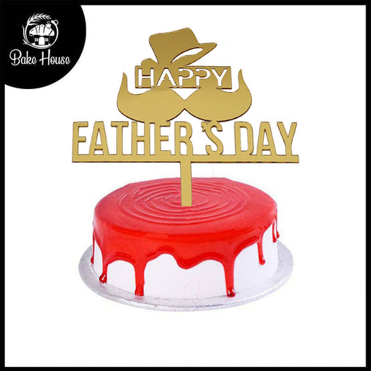 Happy Fathers Day Cake Topper With Mustache & Hat