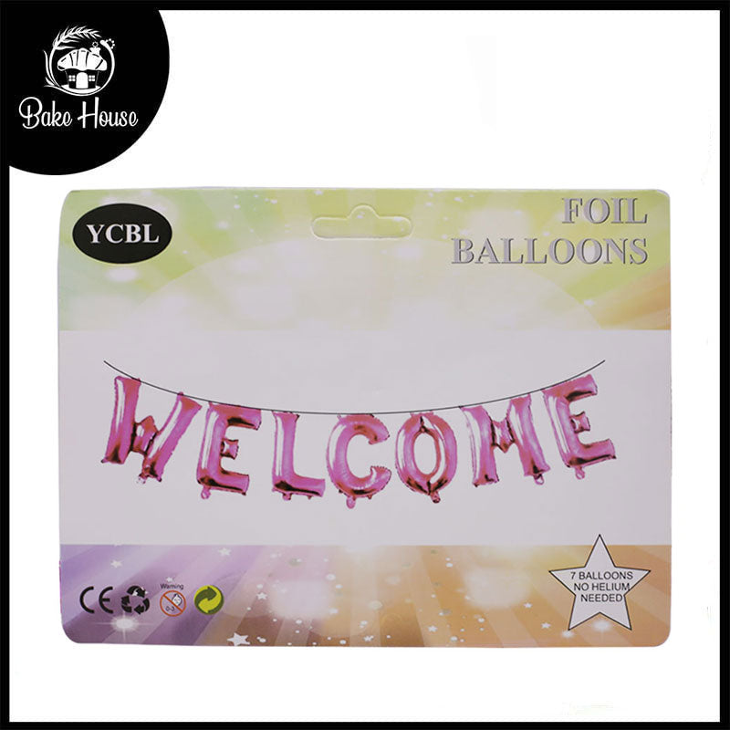 Pink Welcome Letters Shape Foil Balloons Wall Banner For Party Decoration