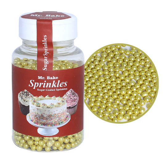 MR Bake Antique Gold Pearls Sprinkles – 90g Jar