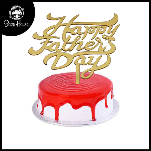 Happy Fathers Day Cake Topper Golden