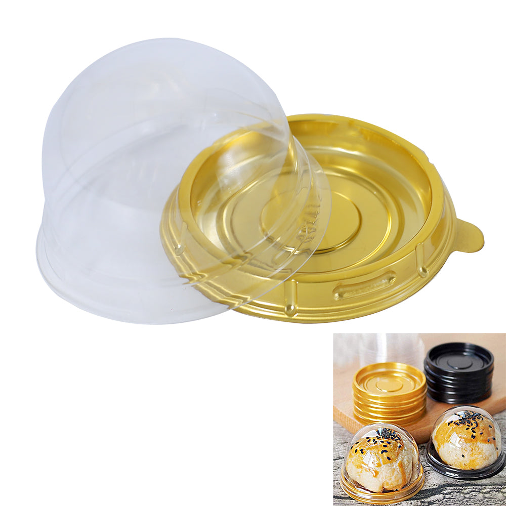 Golden Disposable Round Serving Cupcake Slice Box 6pcs Set