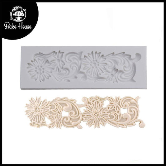 Flowers Design Cake Decorating Border Silicone Fondant Mold