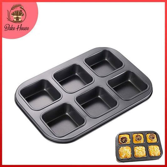 Square Brownie Baking Tray Non Stick 6 Cavity