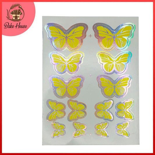 Yellow Color Butterflies Cake Topper 14 Pcs Pack