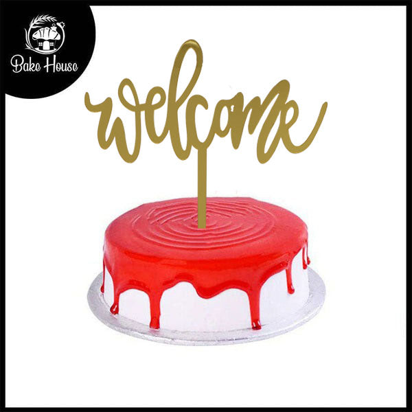 Welcome Cake Topper Golden