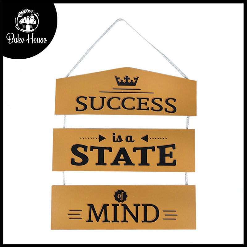 'Success Is A State Of Mind' Motivational Quote Wooden Wall Hanging Decor